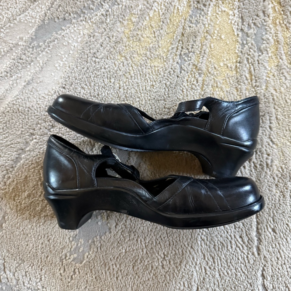 Aravon black Mary Jane Comfort Leather Heels comfort shoes t strap preppy 8.5 - Picture 4 of 12